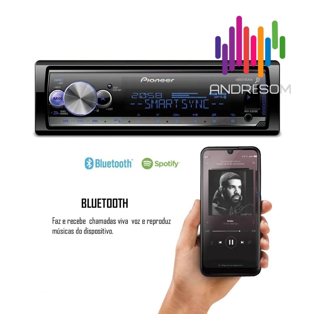 Som Automotivo Pioneer MVH-X3000BR Bluetooth USB - Imagem 3