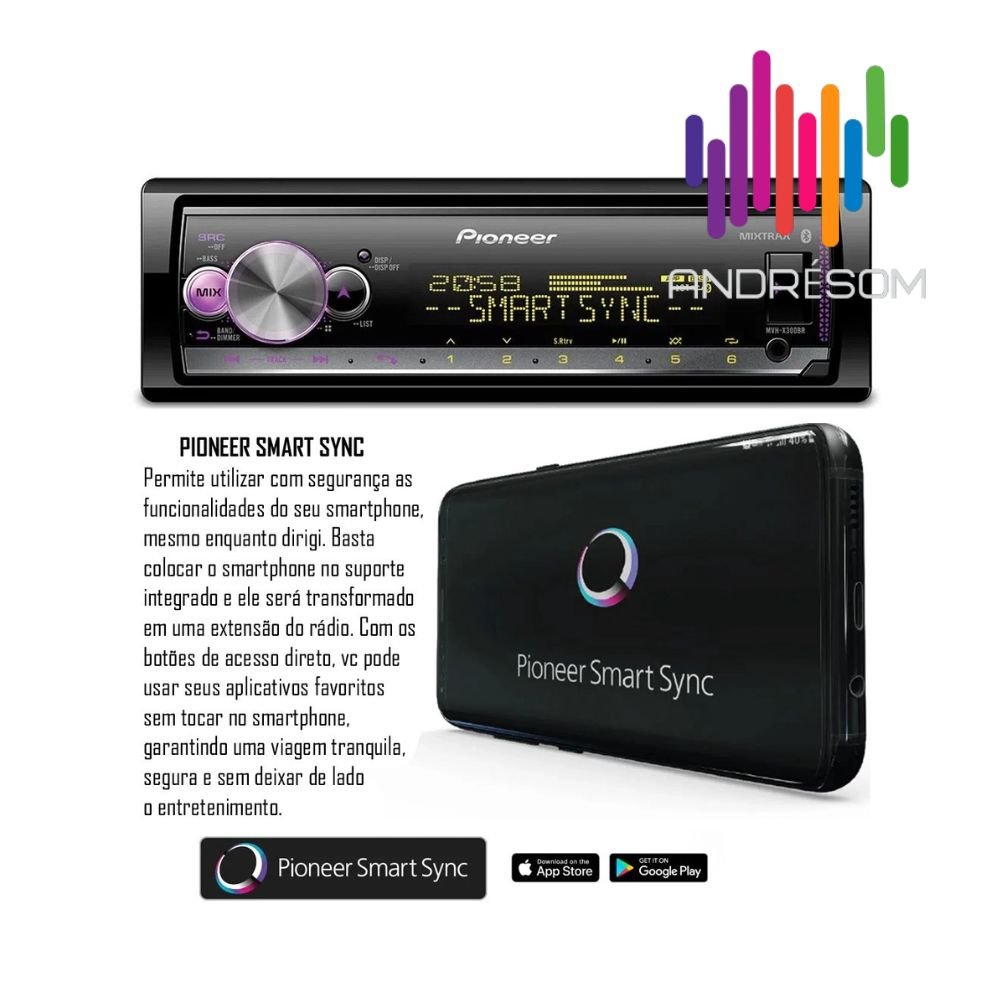 Som Automotivo Pioneer MVH-X3000BR Bluetooth USB - Imagem 4